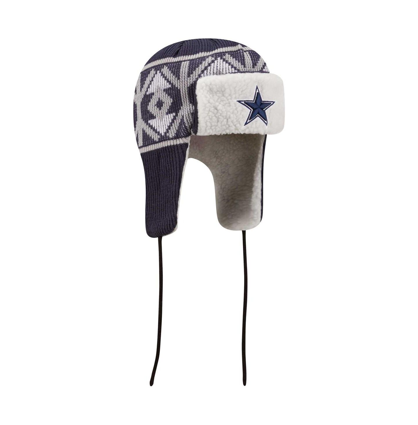 Мужской головной убор New Era Navy Dallas Cowboys Knit Trapper Hat — фото 4