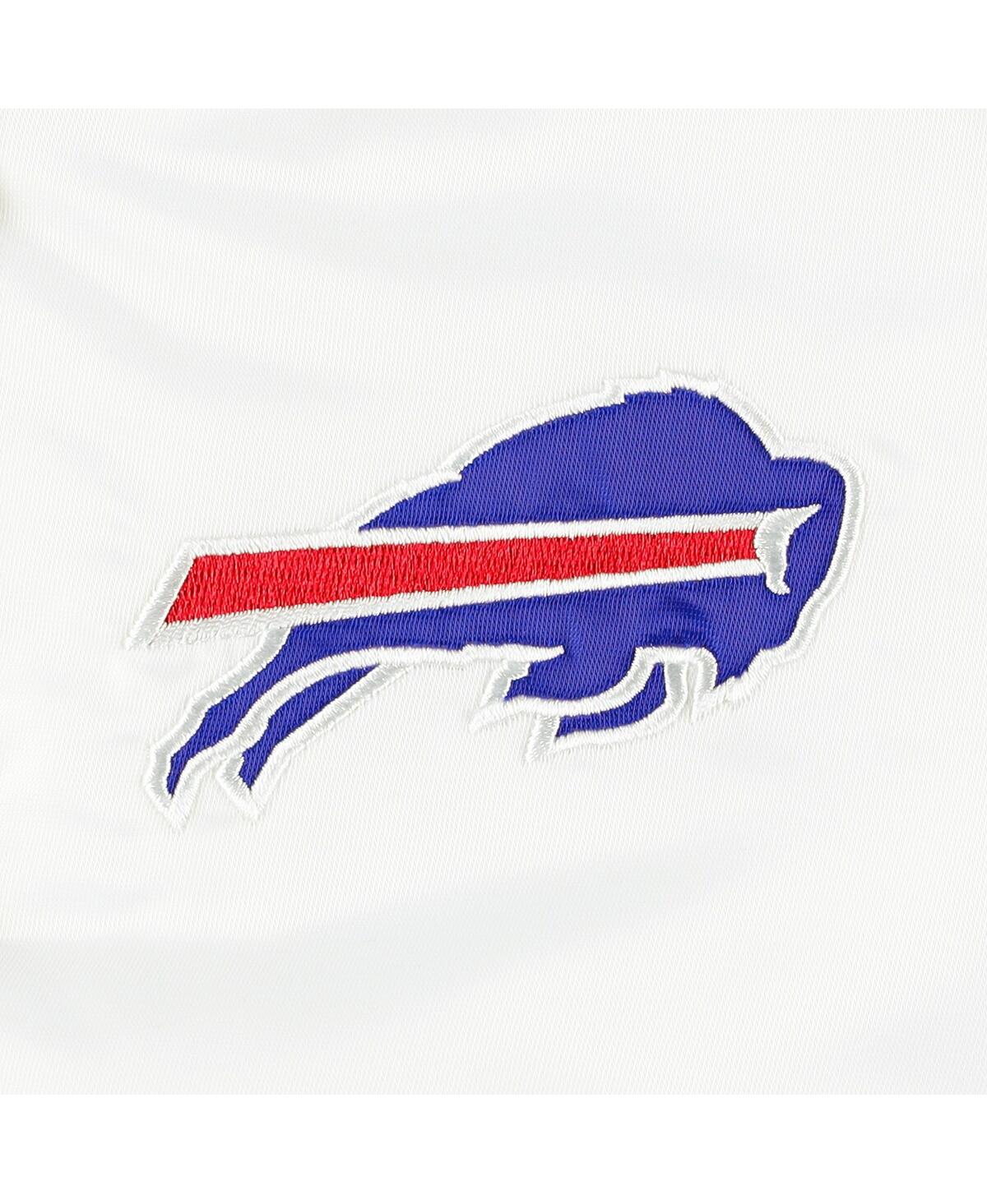 STARTER WOMEN'S STARTER WHITE BUFFALO BILLS LINE UP SATIN FULL-SNAP VARSITY JACKET 