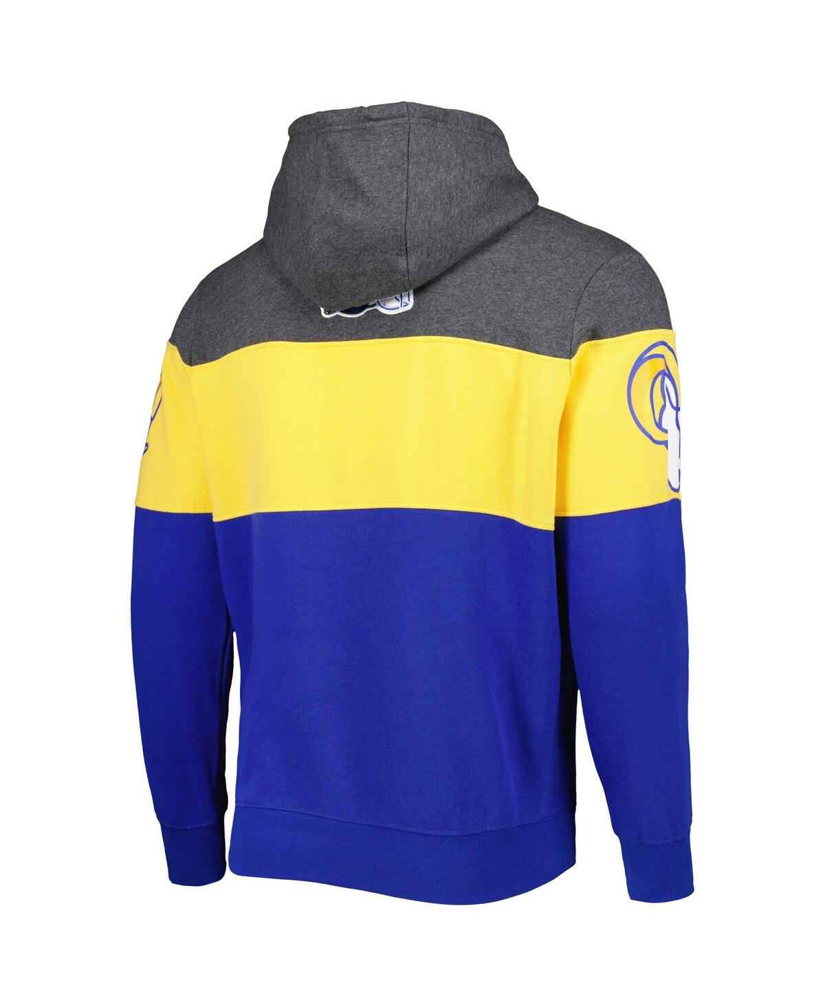 Shop Starter Men's  Heather Charcoal, Royal Los Angeles Rams Extreme Pullover Hoodie In Heather Charcoal,royal
