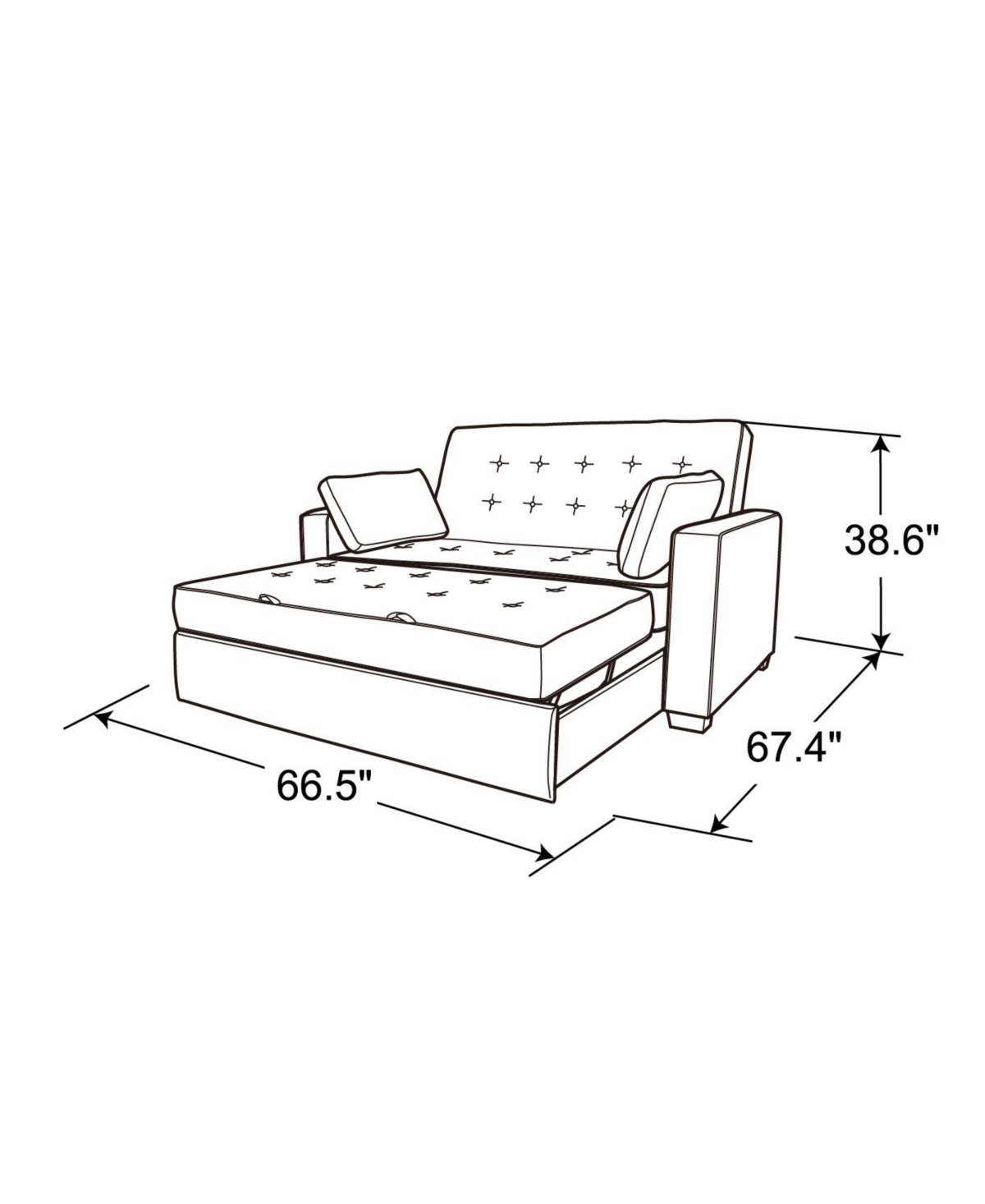 Serta 66.5" W Polyester Augustus Full Convertible Sofa In Charcoal