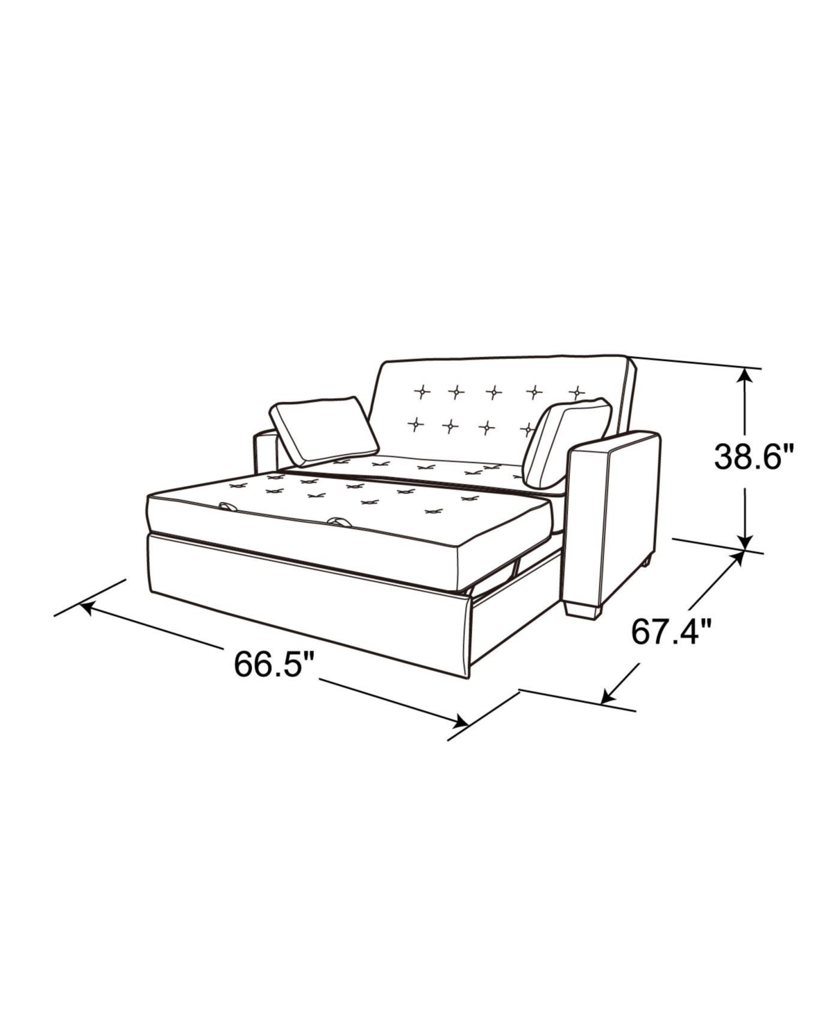 Shop Serta 66.5" W Polyester Augustus Full Convertible Sofa In Charcoal