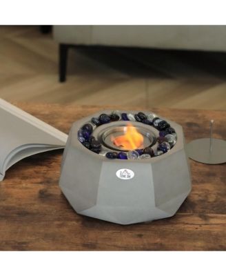 9" Portable Concrete Tabletop Fireplace Light Grey