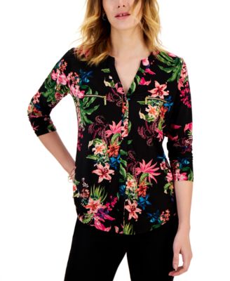 I.N.C. International Concepts - Printed Zip-Detail Top