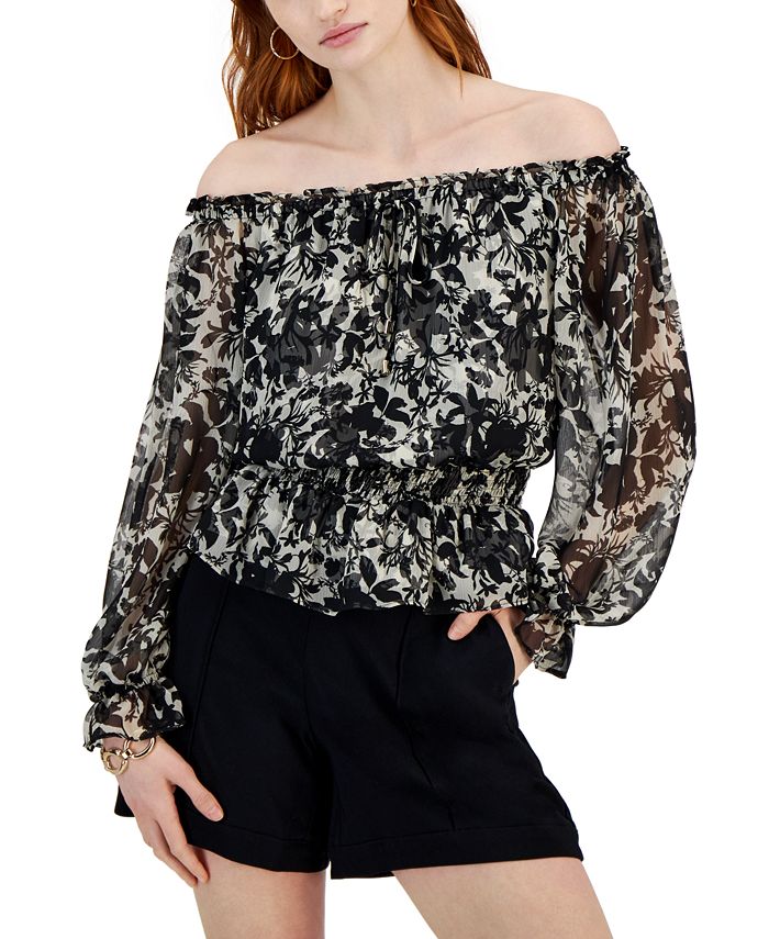 I.N.C. International Concepts Women s Printed Off The Shoulder Top