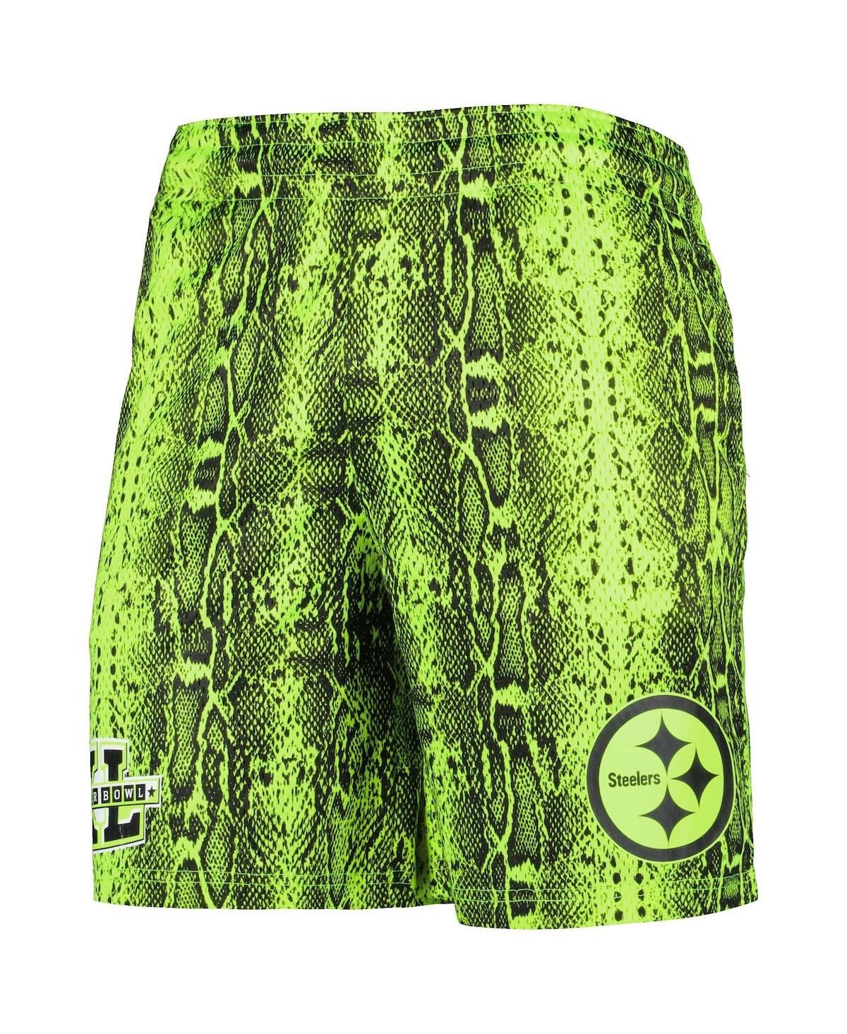 NEW ERA MEN'S NEW ERA NEON GREEN PITTSBURGH STEELERS SUMMER POP SHORTS 