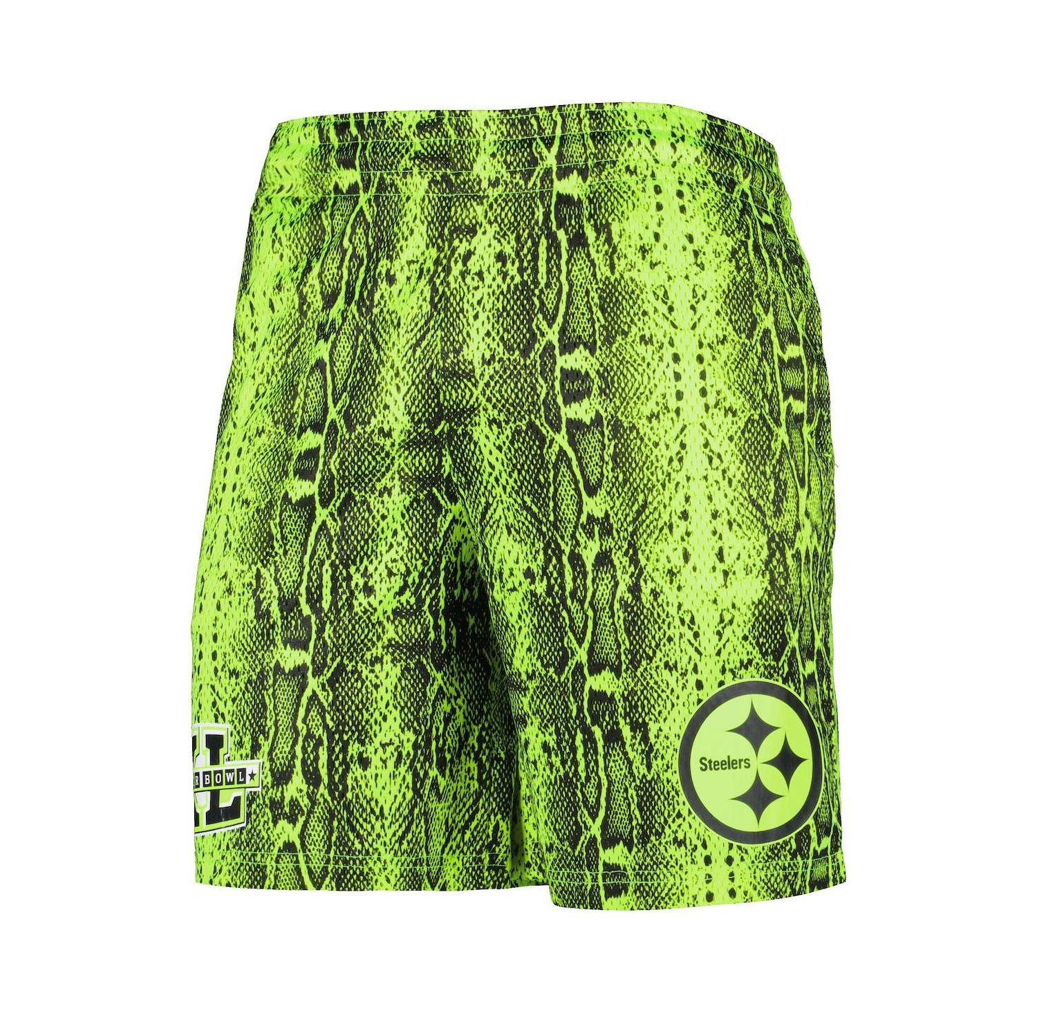 Men's Neon Green Pittsburgh Steelers Summer Pop Shorts