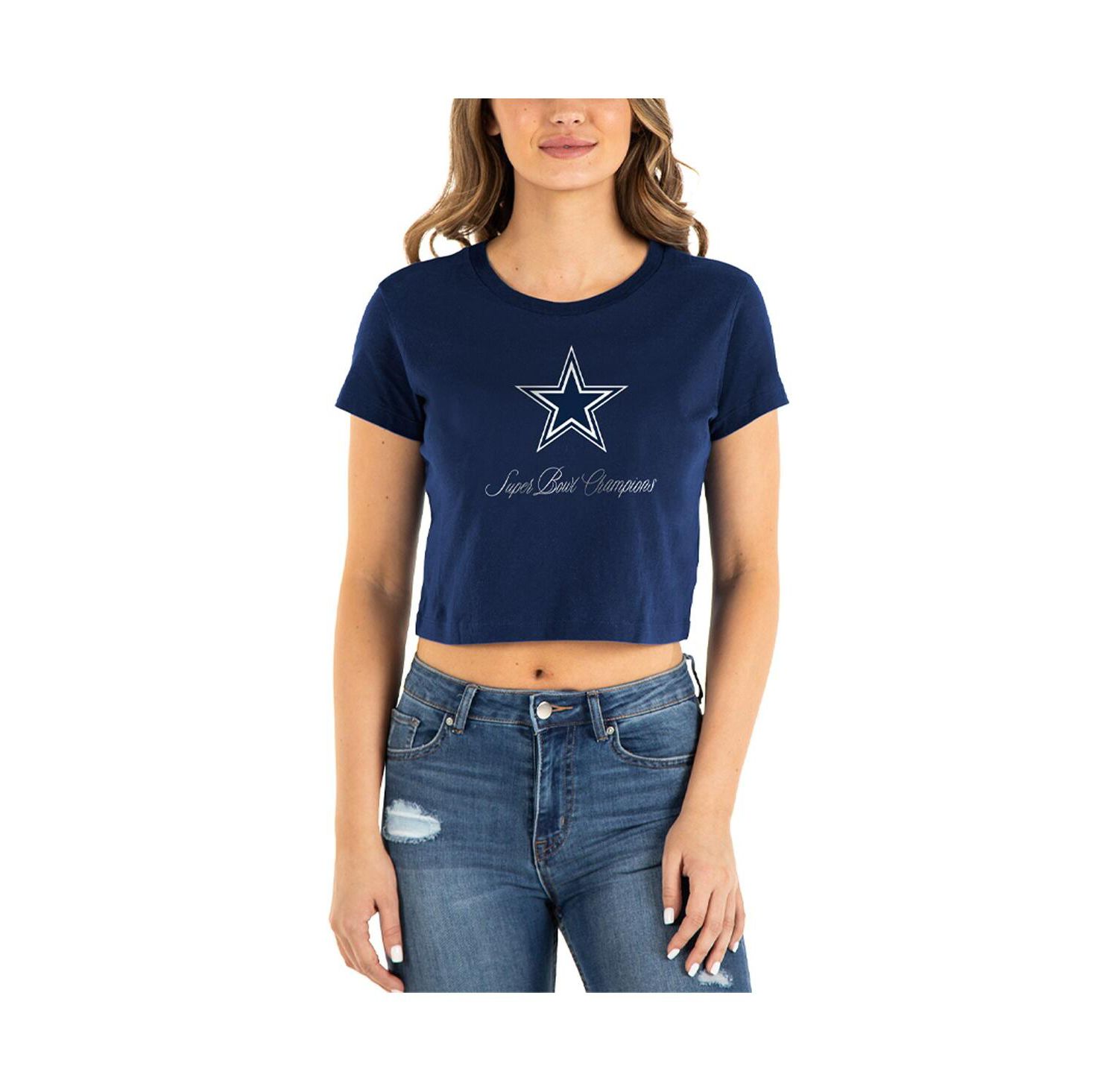 Women's Navy Dallas Cowboys Historic Champs T-shirt