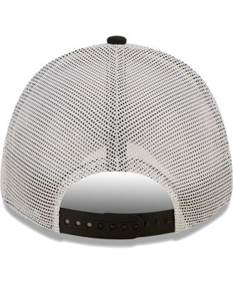 Men's Black, White Las Vegas Raiders Logo Patch Trucker 9Forty Snapback Hat