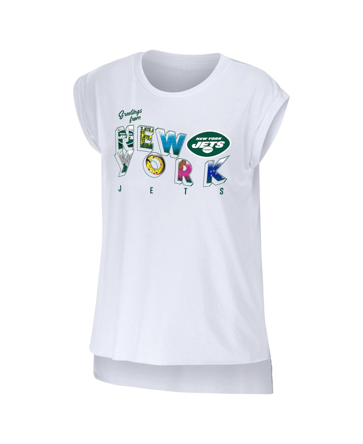 Shop Wear By Erin Andrews Women's  White New York Jets Greetings From Muscle T-shirt
