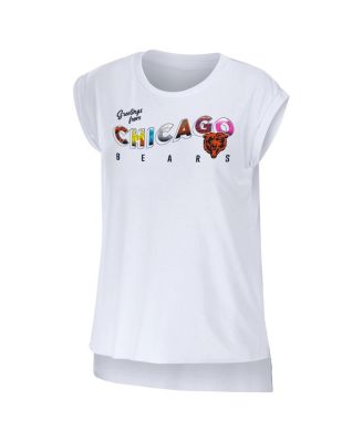 Women's White Chicago Bears Greetings From Muscle T-shirt