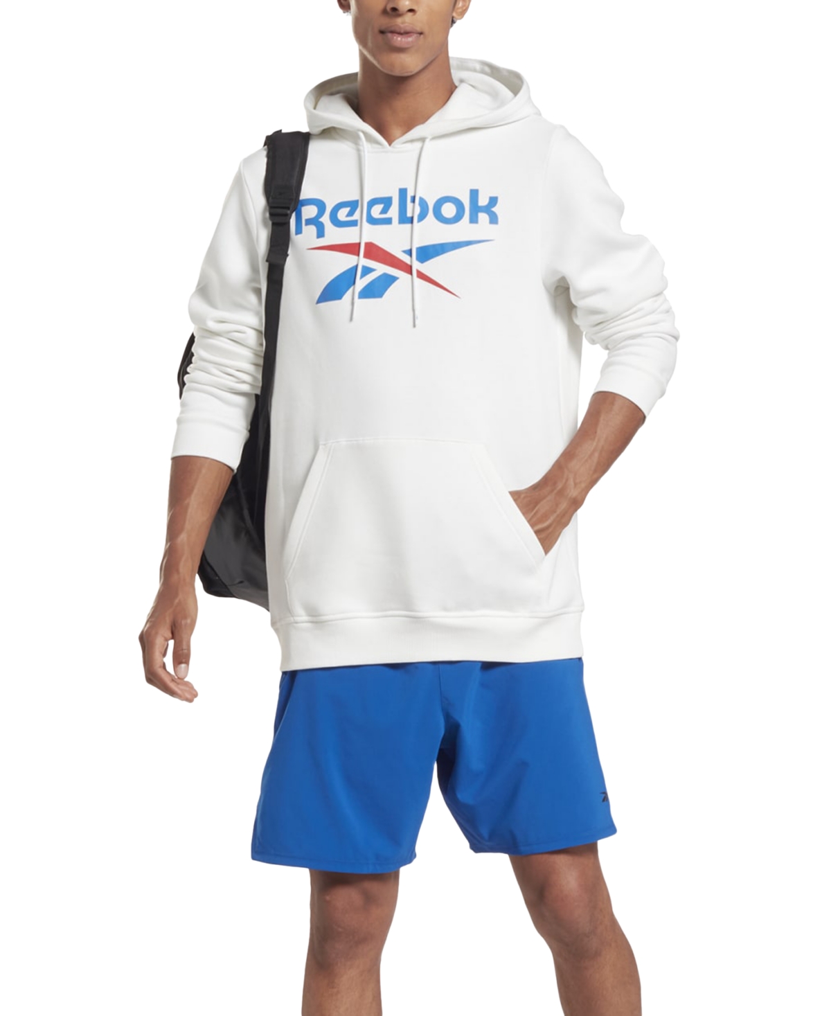 Reebok Men's Identity Classic-Fit Stacked Logo-Print Fleece Hoodie