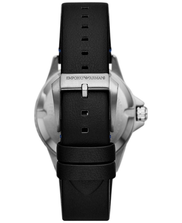 Emporio Armani Men's Black Leather Strap Watch 42mm Macy's