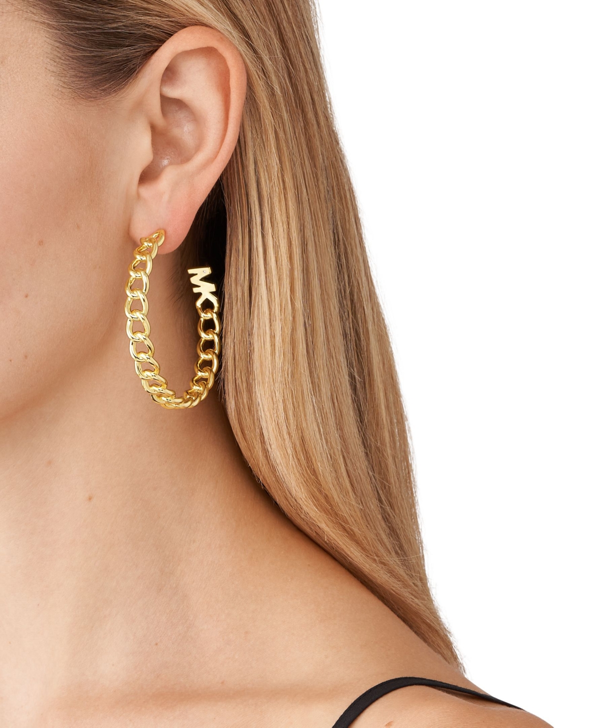 Shop Michael Kors 14k Gold-plated Curb Chain Hoop Earrings