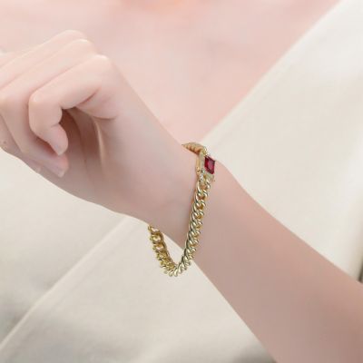 Luxurious Sterling Silver Curb Chain Bracelet with 14k Yellow Gold Plated Cubic Zirconia Halo Cluster