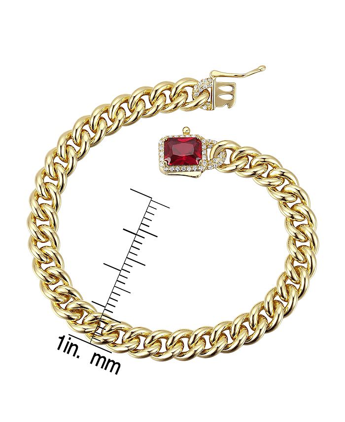 Genevive Luxurious Sterling Silver Curb Chain Bracelet with 14k