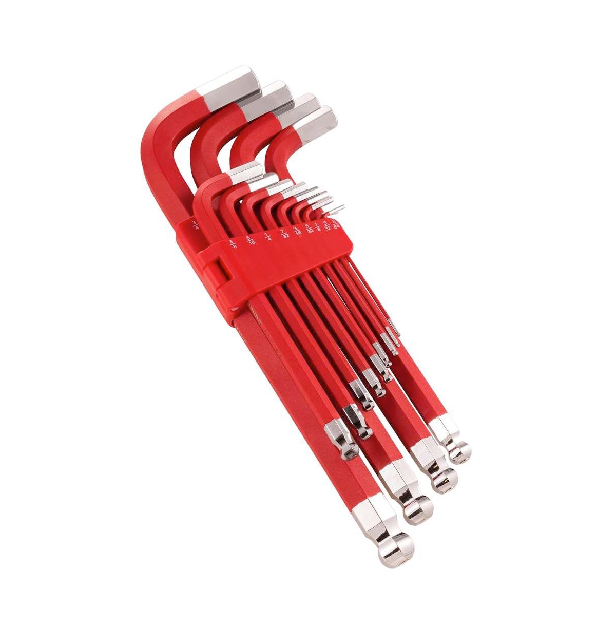 13 Piece Sae Long Arm Magnetic Hex Key Wrench Set Red - Red