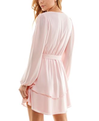 Juniors' Surplice-Neck Fit & Flare Dress