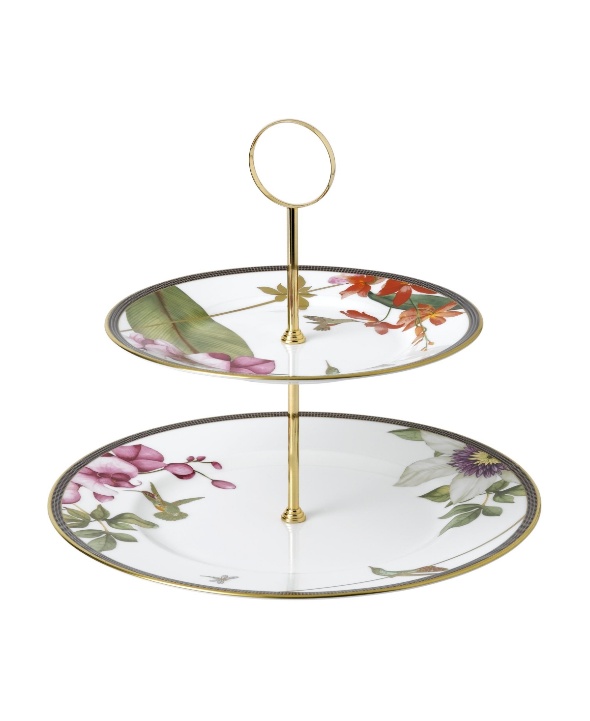 Wedgwood Hummingbird Fine Bone China Two-tier Cake Stand In Multi