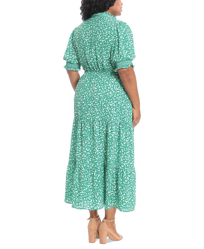 London Times Plus Size Floral-Print Tiered Maxi Dress - Macy's