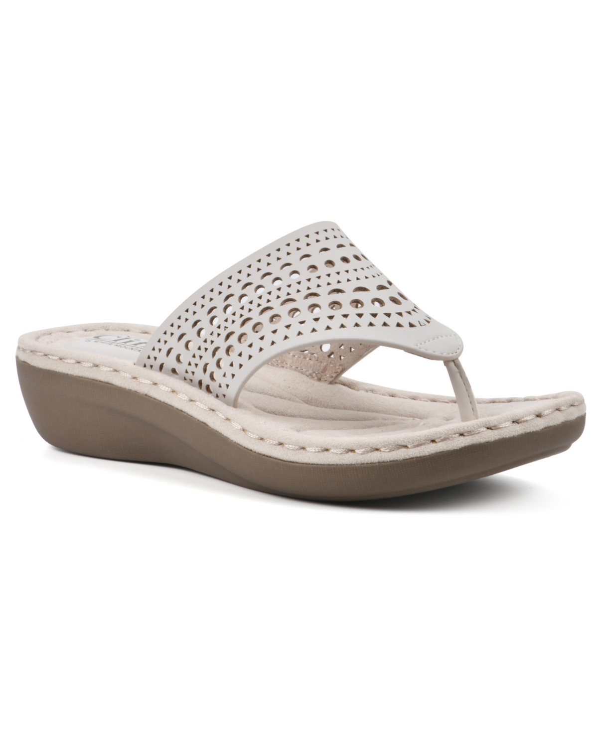 Women's Compact Thong Comfort Sandal - White, Nubuck