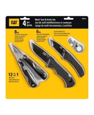 4 pc Multi-Tool and Folding Pocket Black Knife Set with Keychain Tool