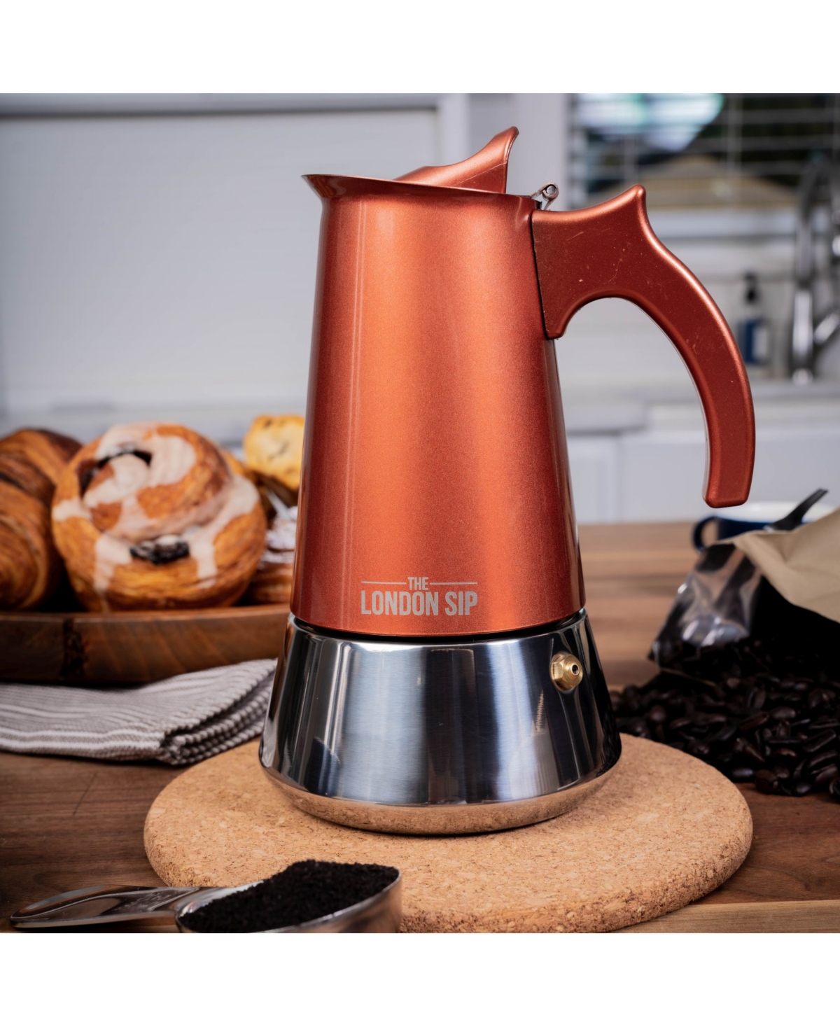 London Sip Stainless Steel Espresso Maker 10-cup In Copper