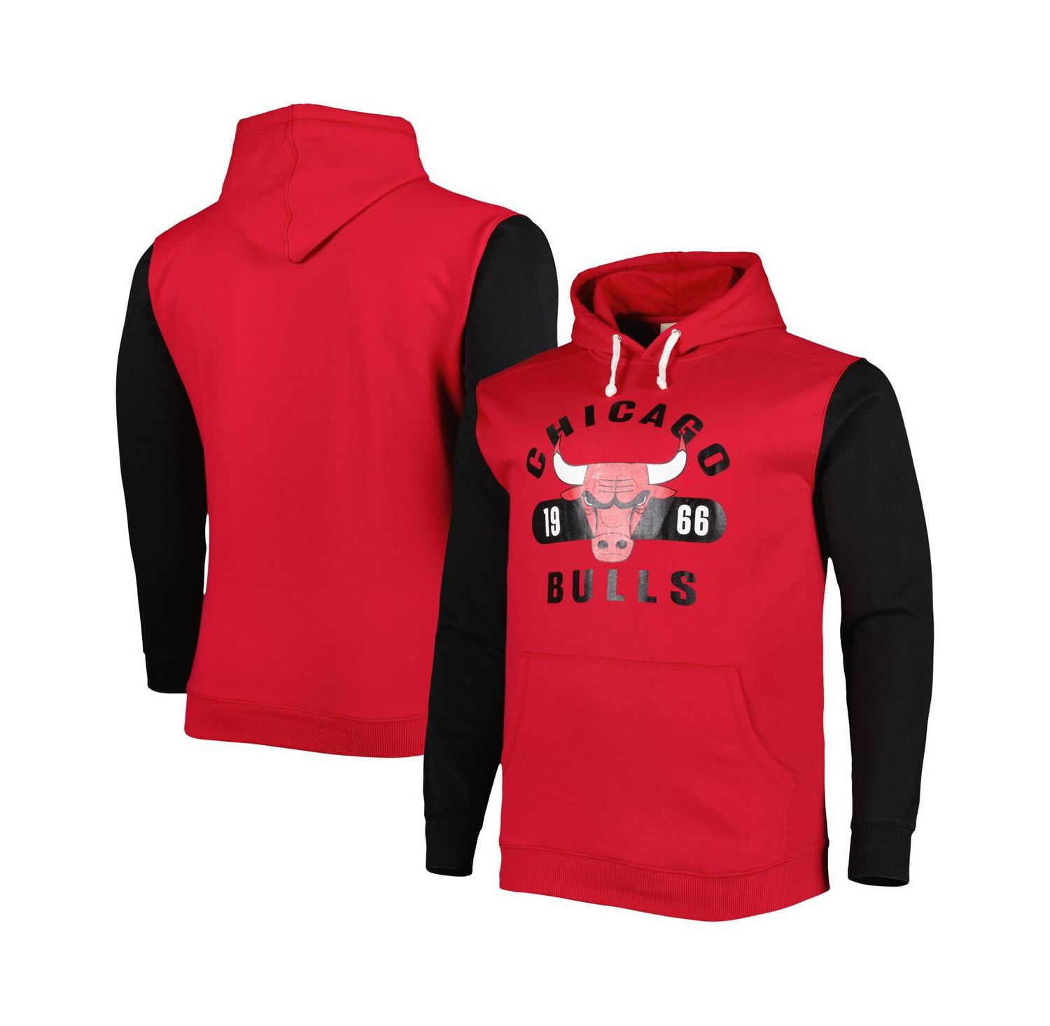 Men's Red, Black Chicago Bulls Big and Tall Bold Attack Pullover Hoodie