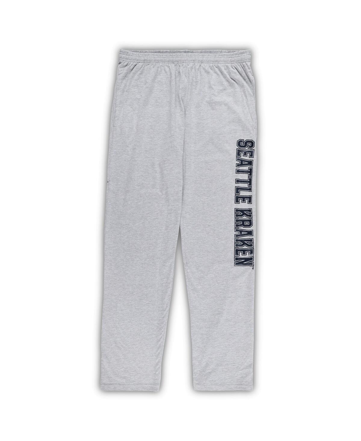 Shop Profile Men's Seattle Kraken Navy, Heather Gray Big And Tall T-shirt And Pants Lounge Set In Navy,heather Gray