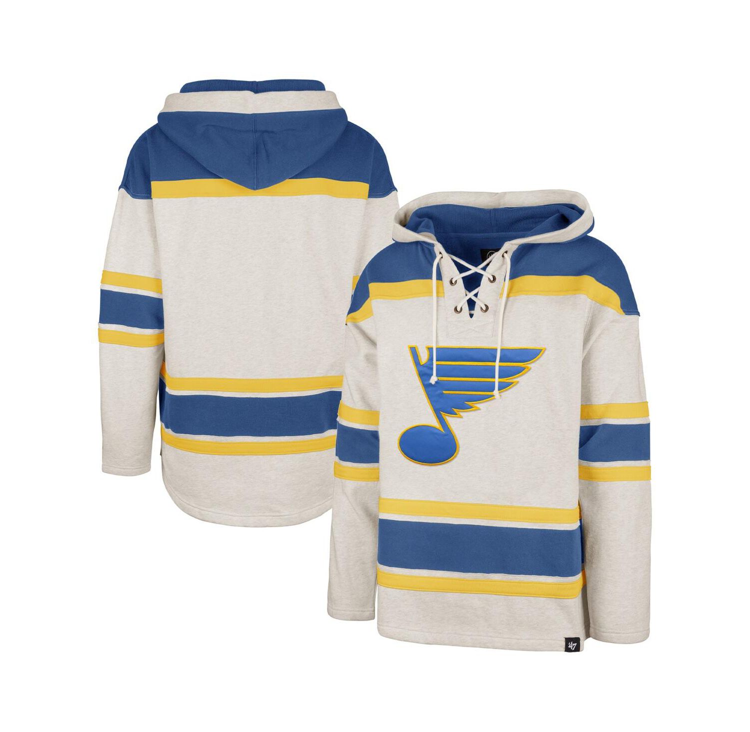 Men's Oatmeal St. Louis Blues Rockaway Lace-Up Pullover Hoodie