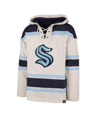 Men's Oatmeal Seattle Kraken Rockaway Lace-Up Pullover Hoodie