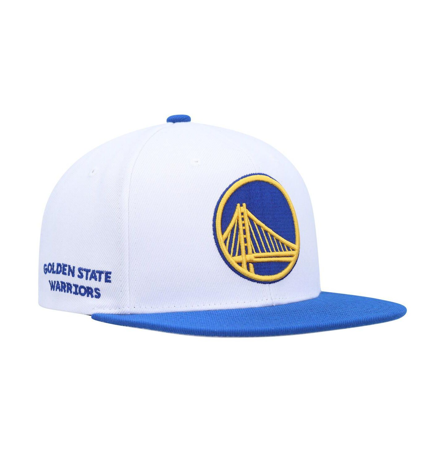 Мужская кепка Mitchell & Ness White, Royal Golden State Warriors Side Core 2.0 Snapback Hat — фото 5
