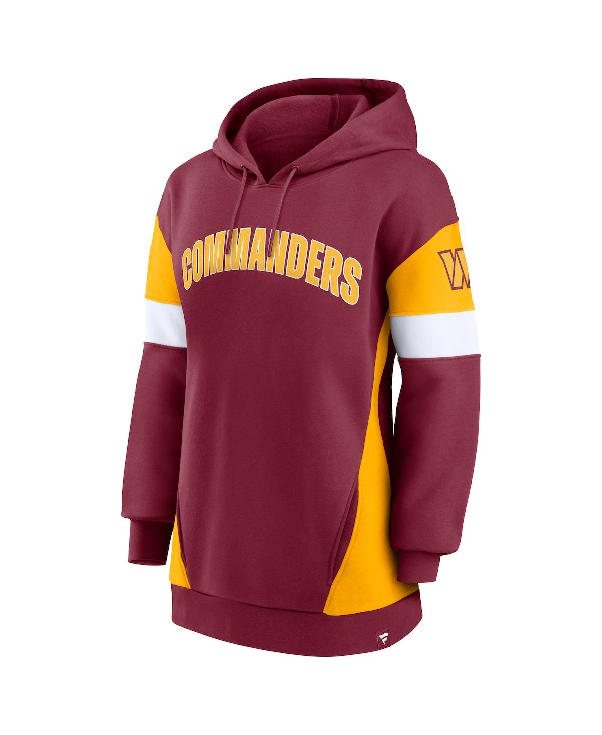 Fanatics Women's  Burgundy, Gold Washington Commanders Lock It Down Pullover Hoodie In Burgundy,gold