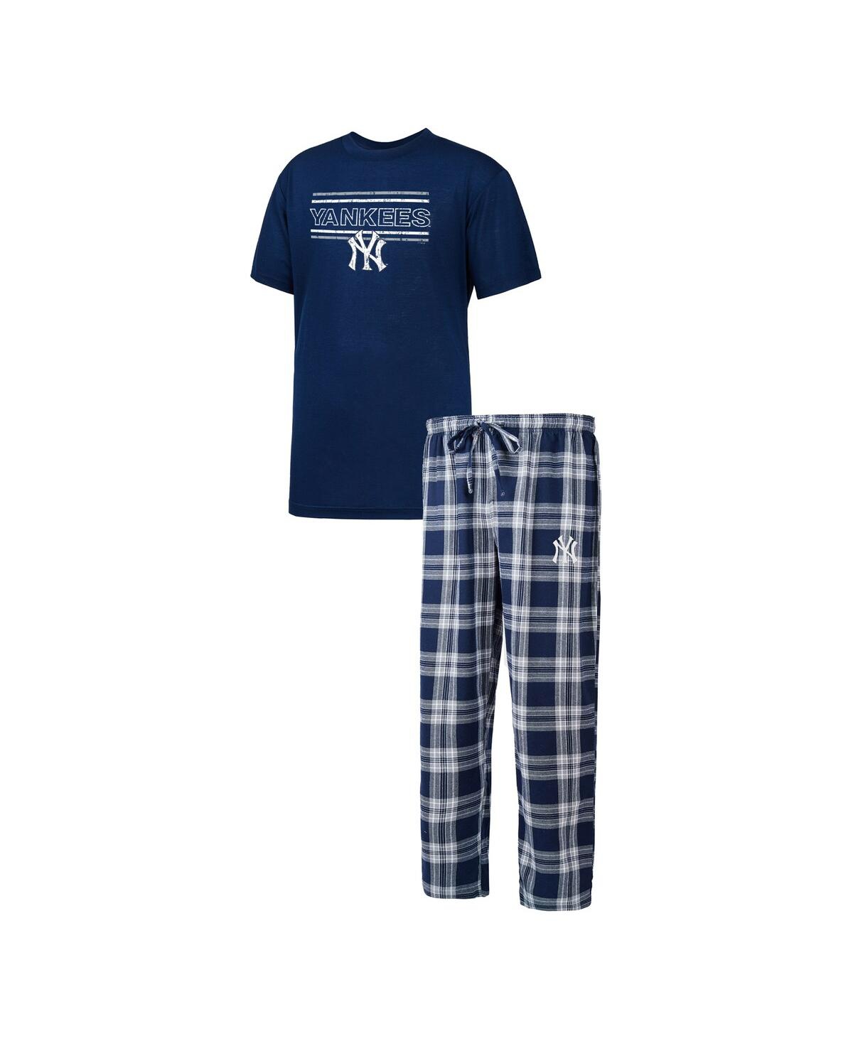Concepts Sport Men's  Navy, Gray New York Yankees Badge T-shirt And Pants Sleep Set In Navy,gray