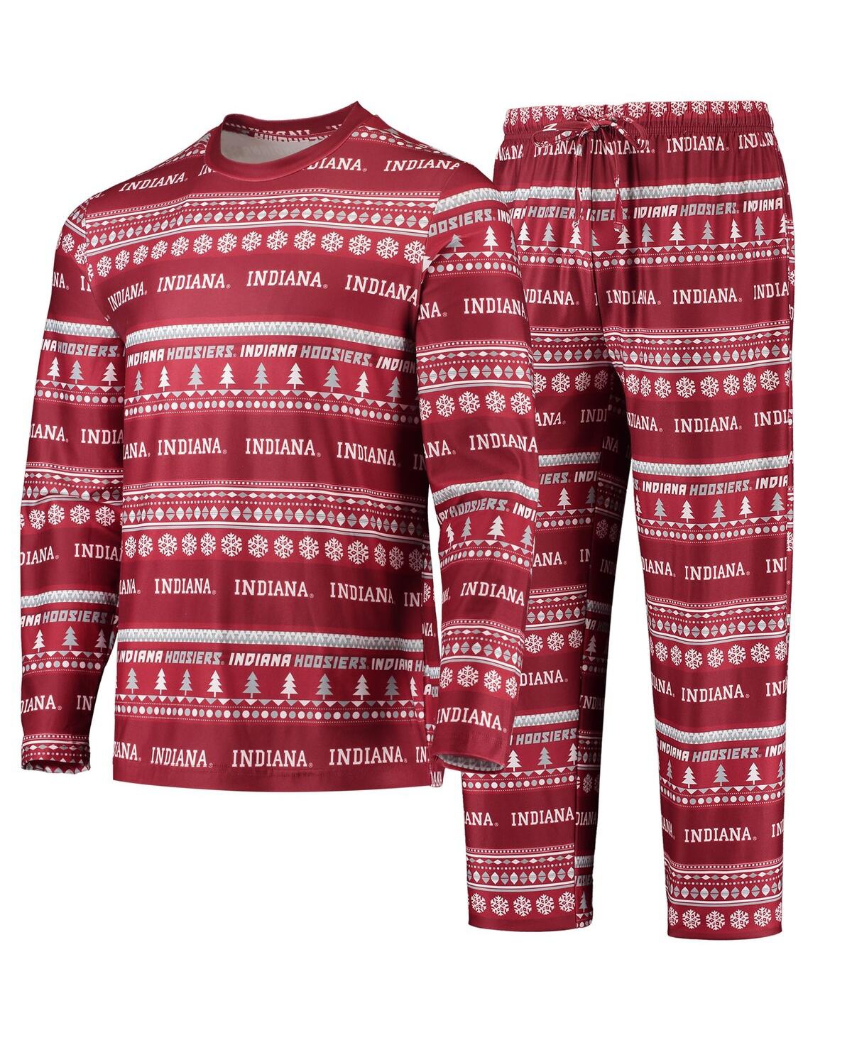 Men's Concepts SportIndiana Hoosiers Ugly Sweater Long Sleeve T-shirt and Pants Sleep Set - Crimson