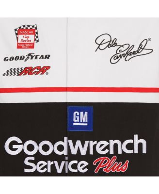 Men's White, Black Dale Earnhardt Goodwrench Twill Uniform Full-Snap Jacket