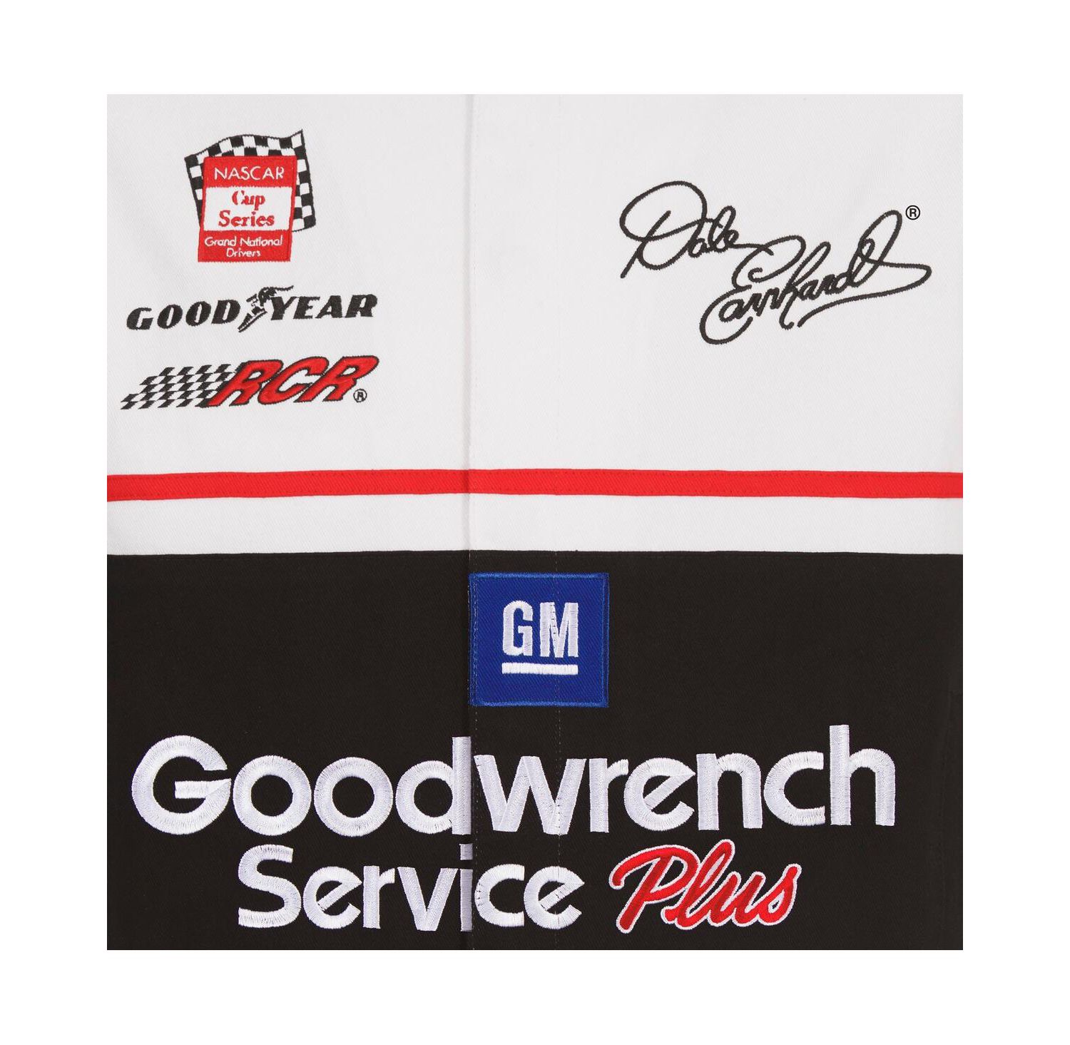 Men's White, Black Dale Earnhardt Goodwrench Twill Uniform Full-Snap Jacket
