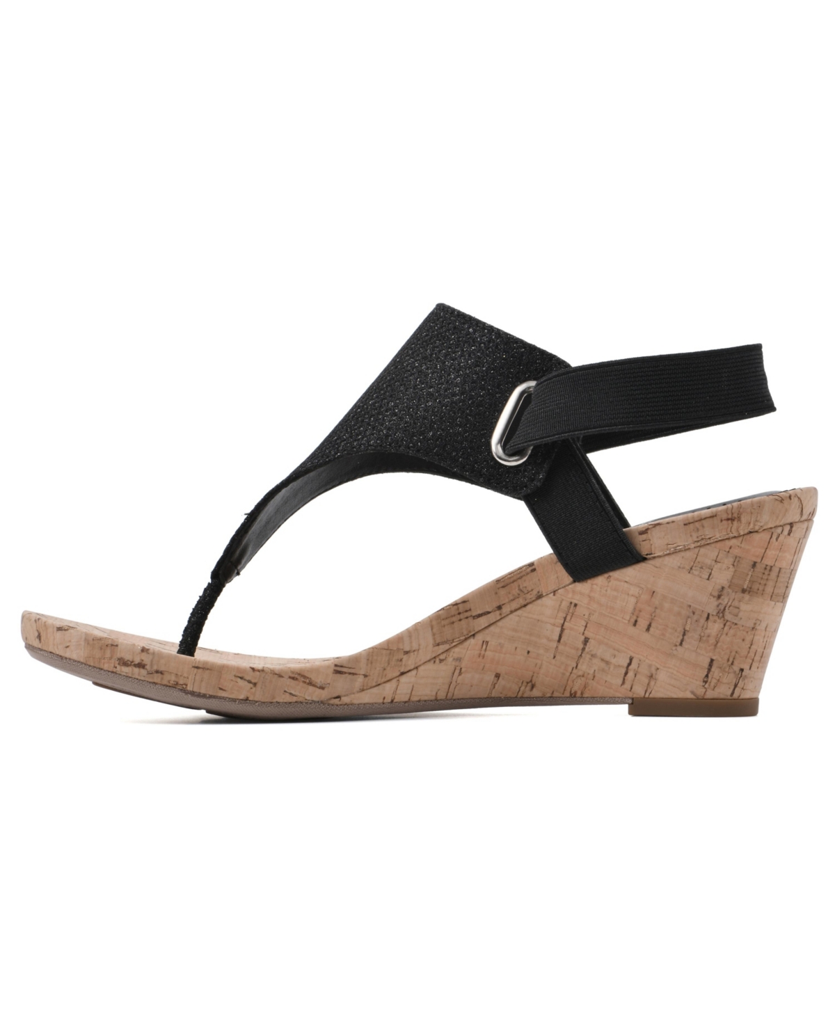 White Mountain All Good Womens Canvas Striped Wedges In Black,glitter
