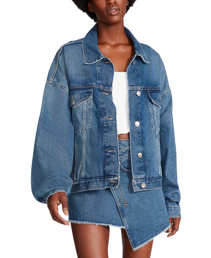 Steve Madden Women's Sienna Oversized Denim Trucker Jacket & Reviews -  Jackets & Blazers - Women - Macy's
