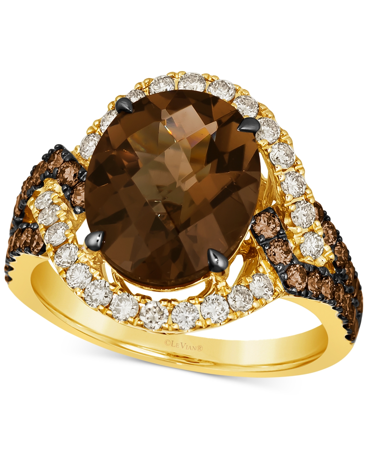 Le Vian Chocolate Quartz (4-1/5 Ct. T.w.) & Diamond (1-7/8 Ct. T.w.) Swirl Ring In 14k Gold