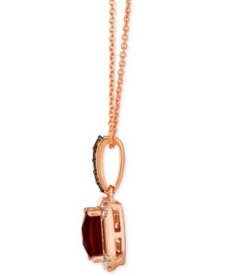 Pomegranate Garnet (1-3/8 ct. t.w.) & Diamond (1/8 ct. t.w.) Pendant Necklace in 14k Rose Gold, 18" + 2" extender