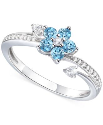 3-Pc. Set Amethyst (1 ct. t.w.) & Lab-Grown White Sapphire (3/8 ct. t.w.) Flower Pendant Necklace, Stud Earrings, & Ring in Sterling Silver (Also in Additional Gemstones)