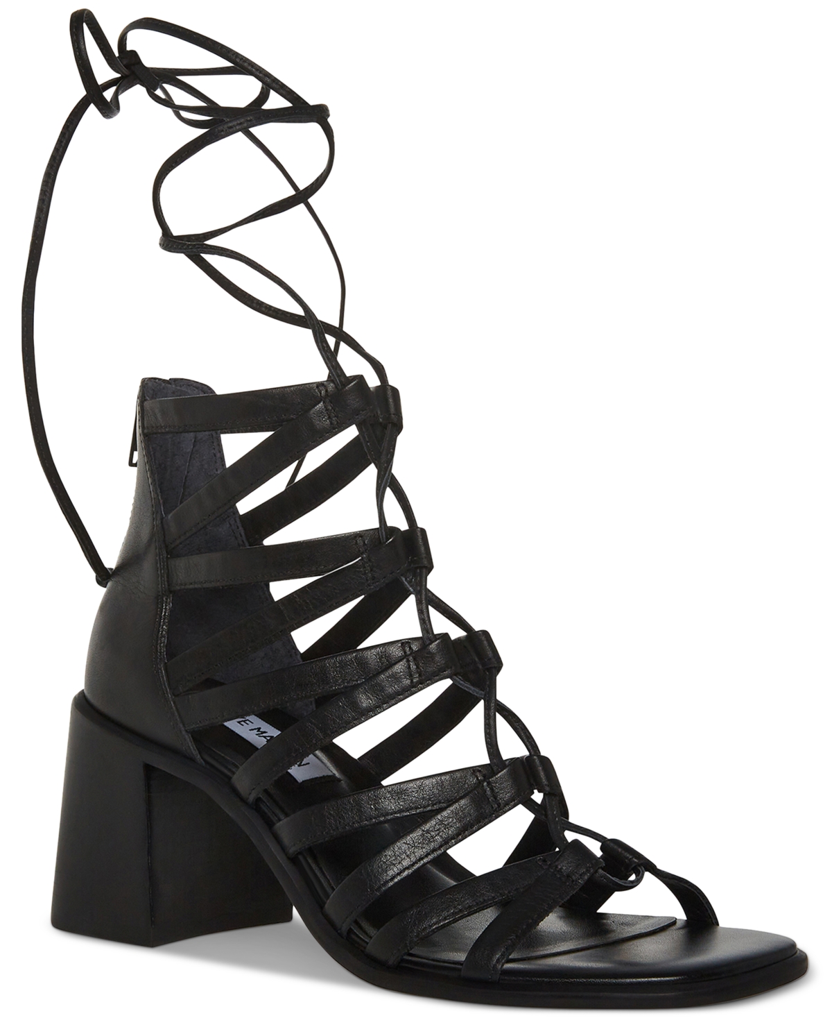 Steve Madden Women s Cherrie Ghillie Lace up Block heel Sandals In Black ModeSens