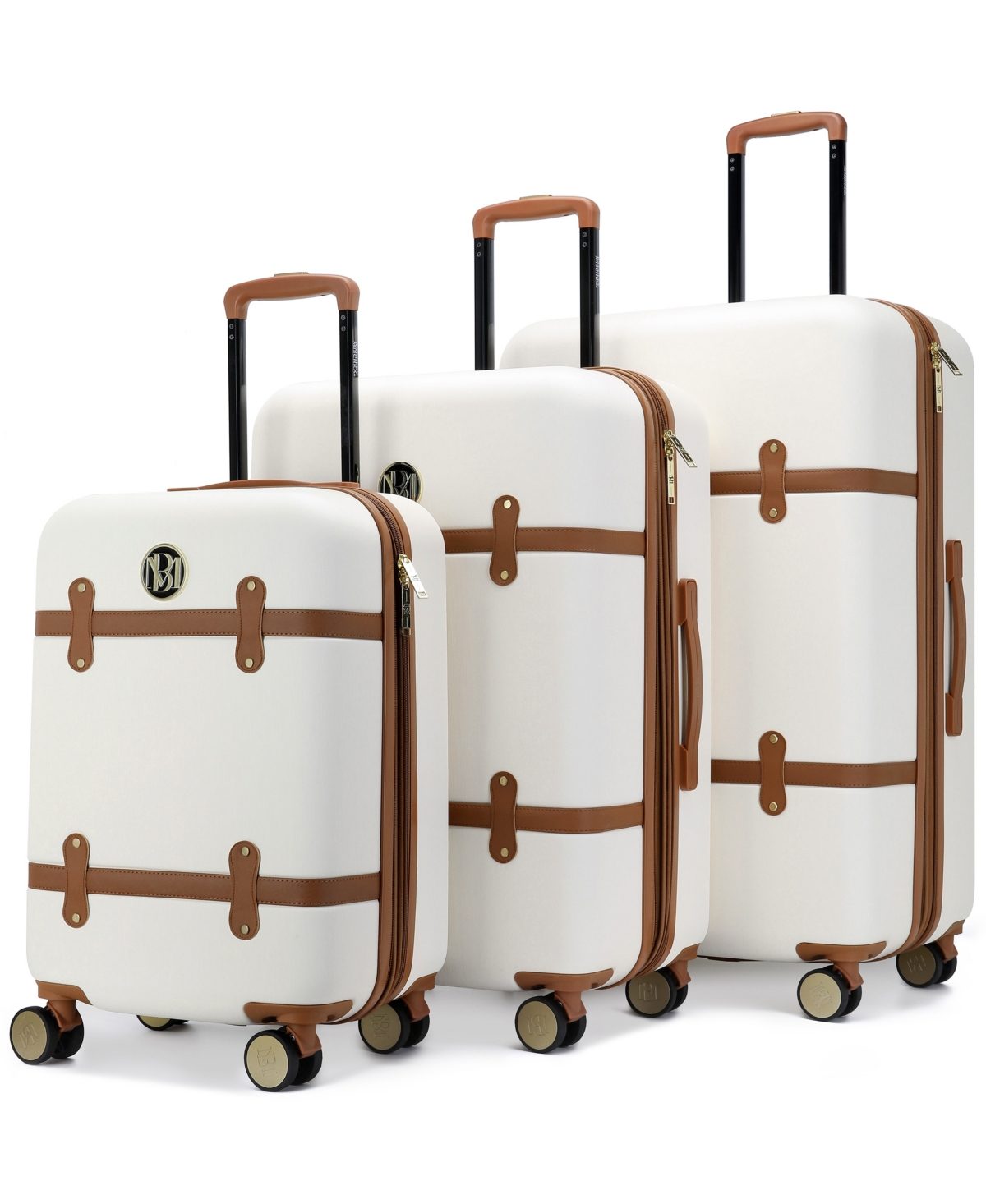 Shop Badgley Mischka Grace Expandable Retro Luggage, Set Of 3 In Retro White