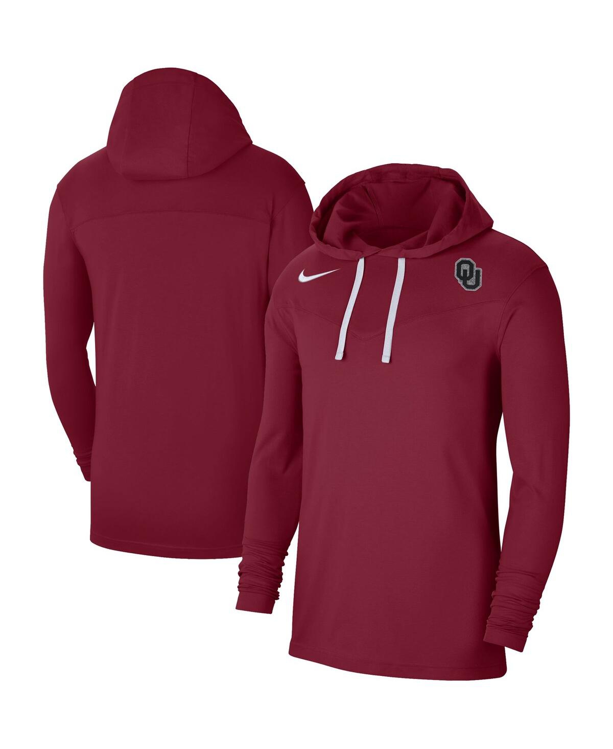 Men's NikeOklahoma Sooners Off-Field Performance Long Sleeve Hoodie T-shirt - Crimson
