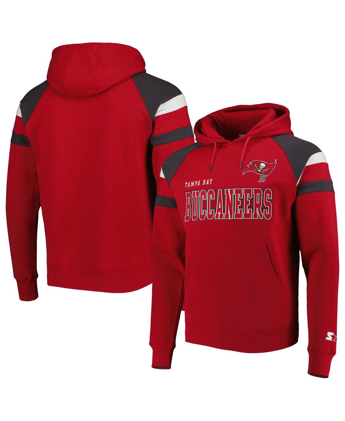 Shop Starter Men's  Red Tampa Bay Buccaneers Draft Fleece Raglan Pullover Hoodie