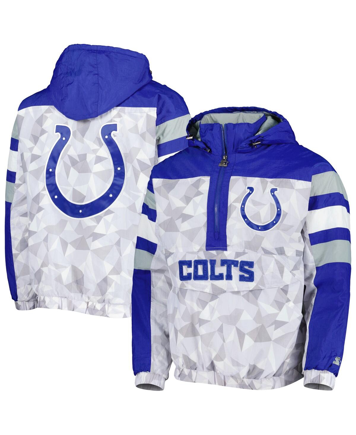 Starter Men's  White, Royal Indianapolis Colts Thursday Night Gridiron Raglan Half-zip Hooded Jacket In White,royal