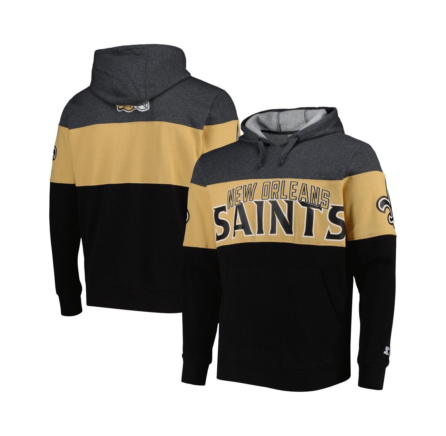 Men's Black, Heather Gray New Orleans Saints Extreme Pullover Hoodie