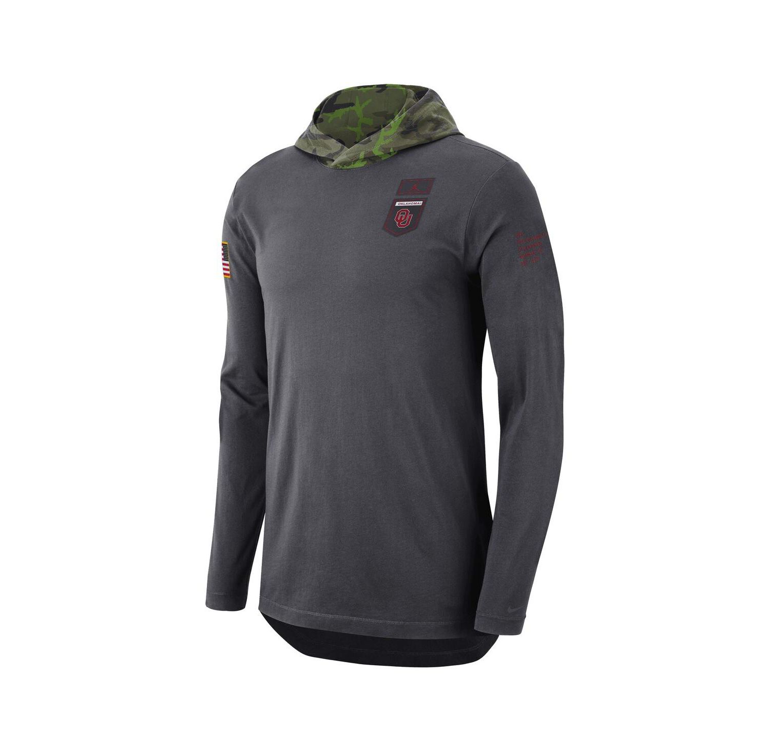 Men's Anthracite Oklahoma Sooners Military-Inspired Long Sleeve Hoodie T-shirt