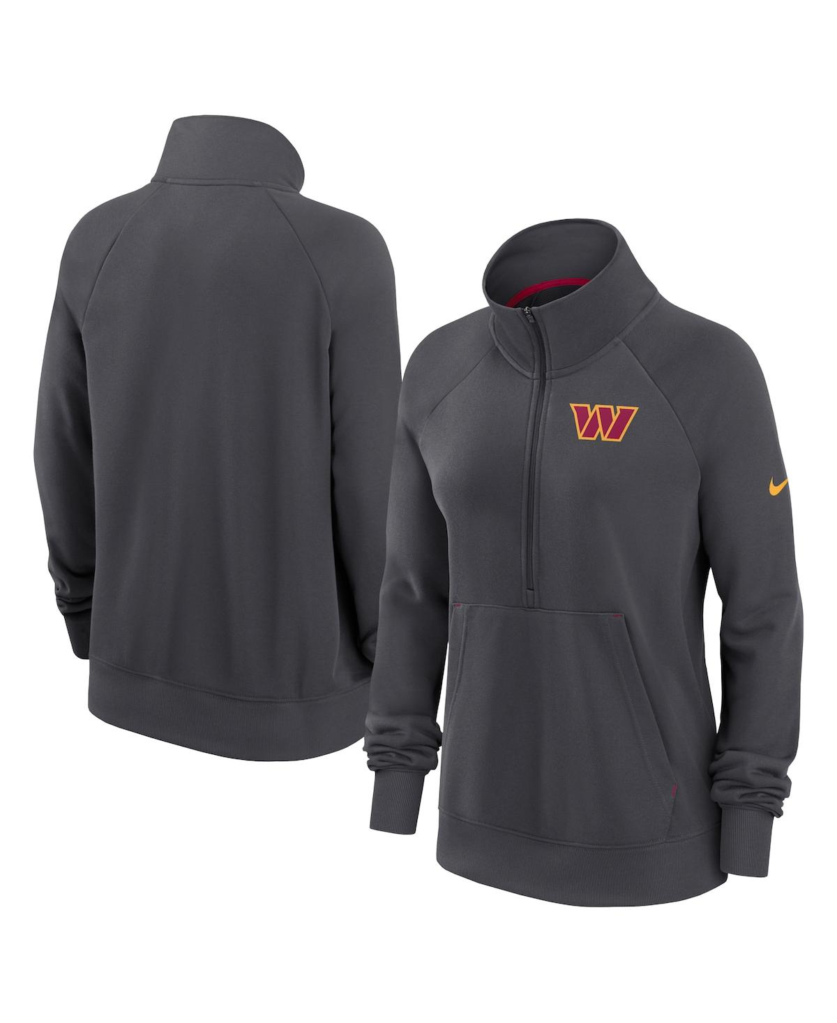 Shop Nike Women's  Charcoal Washington Commanders Premium Raglan Performance Half-zip Sweatshirt