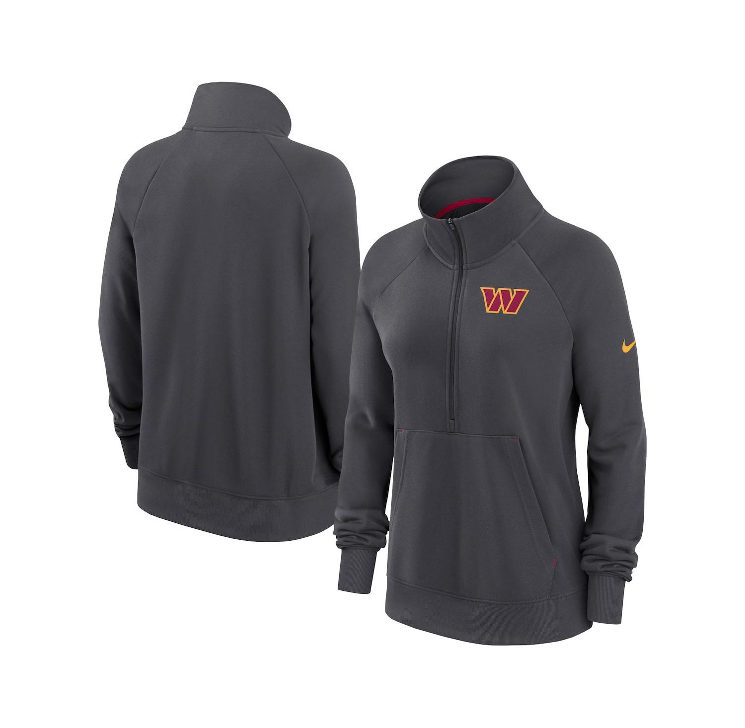 Women's Charcoal Washington Commanders Premium Raglan Performance Half-Zip Sweatshirt